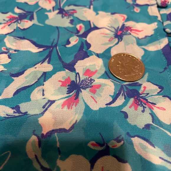 Torrid sheer floral teal blouse w/ buttons sz 2x - Picture 4 of 9